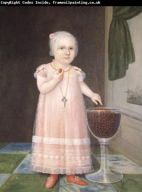 Johnson Joshua Little Girl in Pink with Goblet Filled with Strawberries:A Portrait